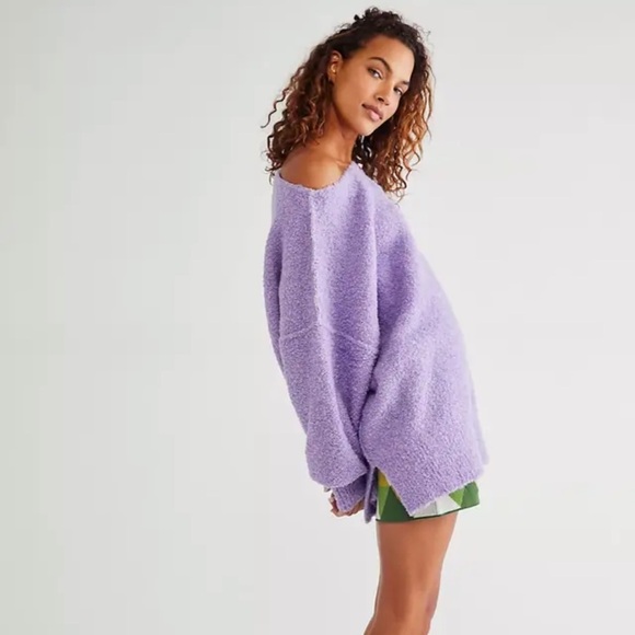 Free People Sweaters - Free People Moira Slouchy Tunic Sweater Lavender Size Large